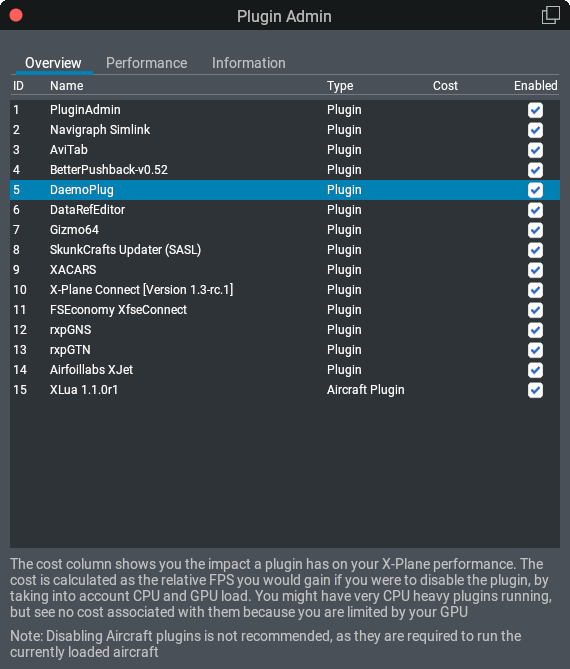 X-Plane Plugin Admin